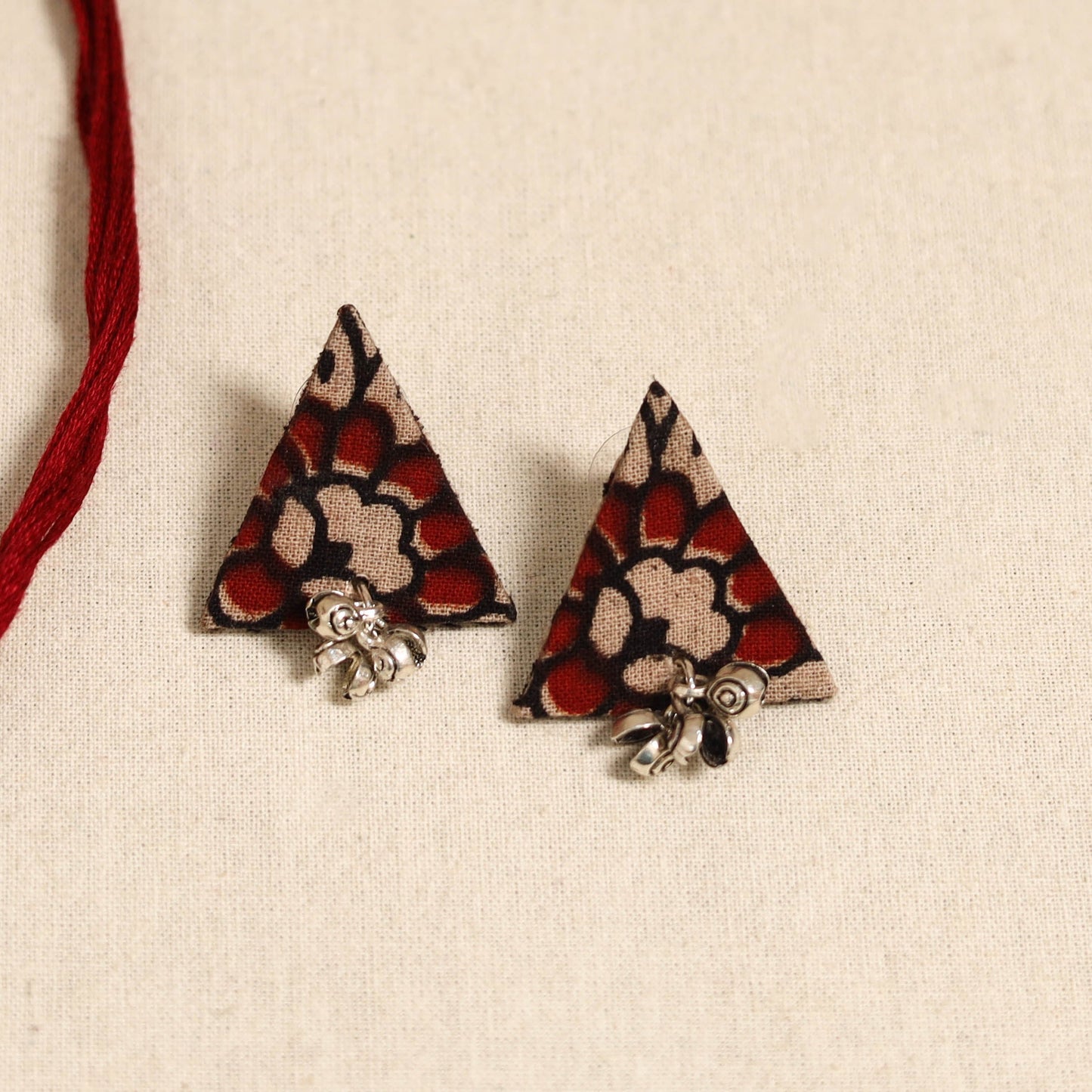 Maroon - handmade fabart shell necklace set 22 - handcrafted