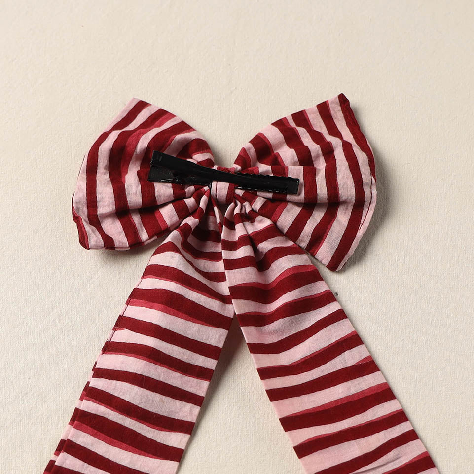Maroon Handmade Fabric Bow Hair Clip
