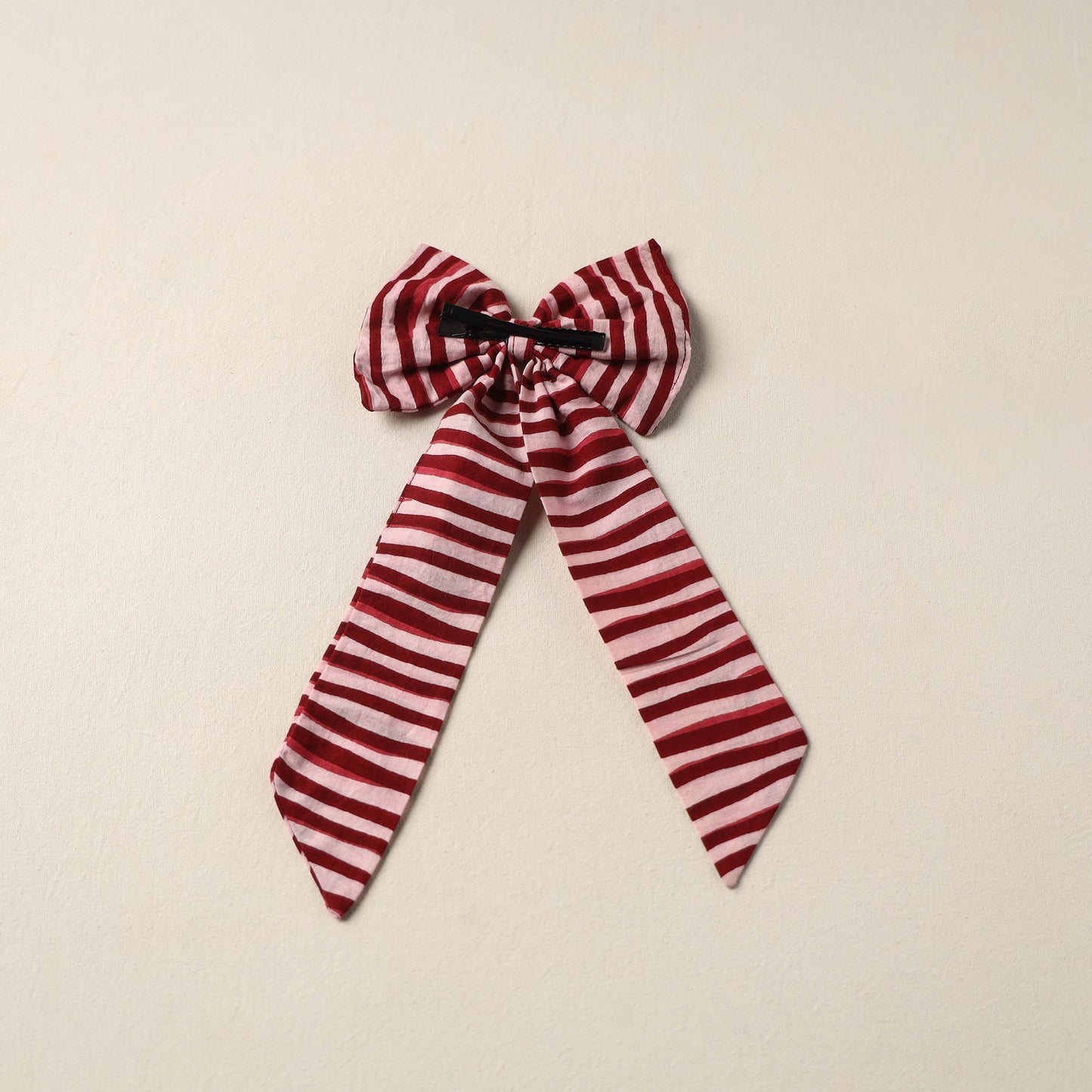 Maroon Handmade Fabric Bow Hair Clip