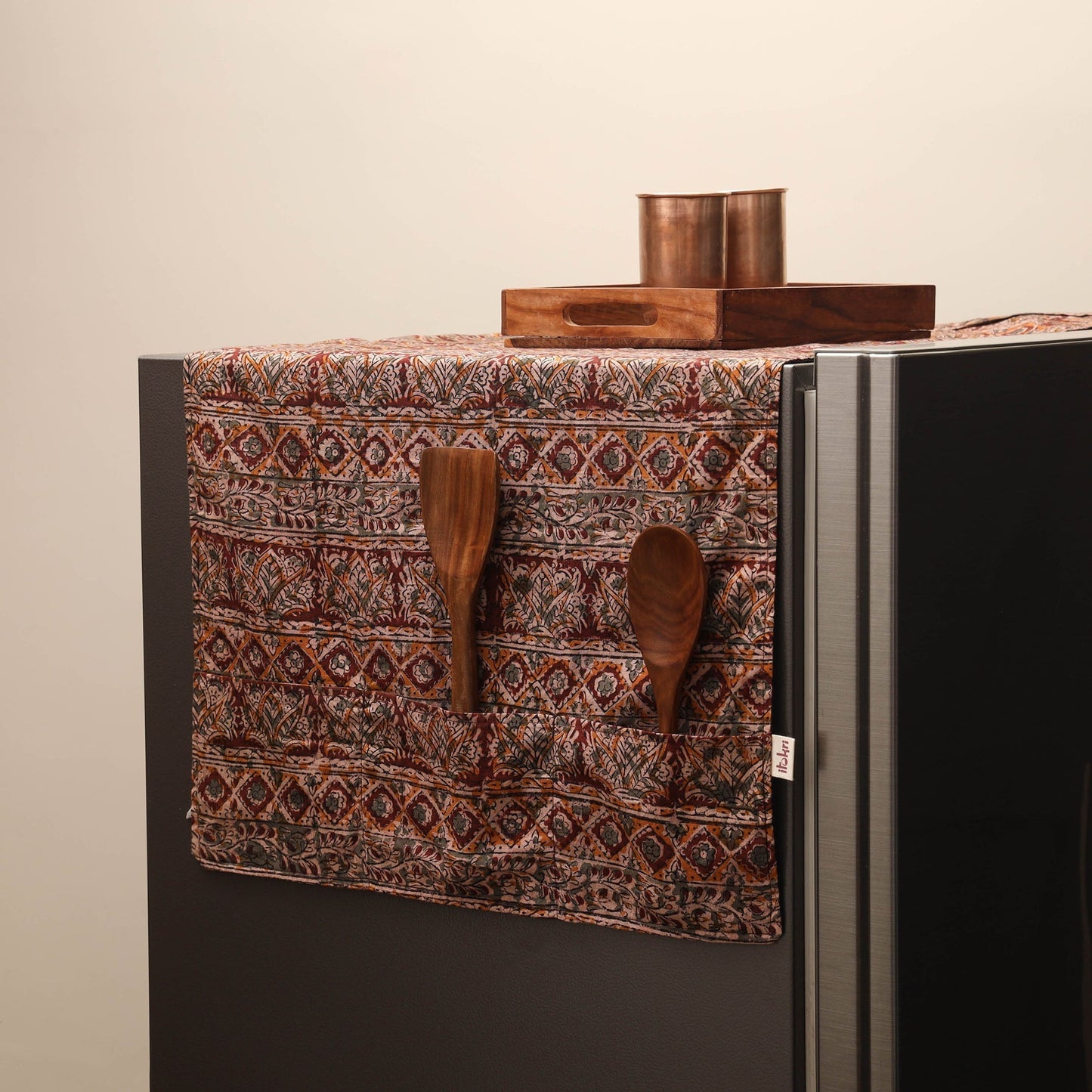 Handmade fridge top cover with multiple pockets 08