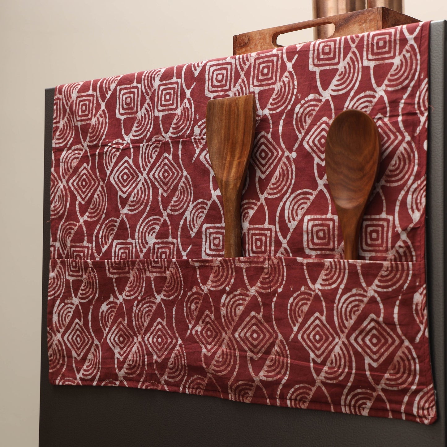 Handmade fridge top cover with multiple pockets 46