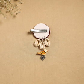 Handmade gs shell & thread work hair clip 51 - handcrafted