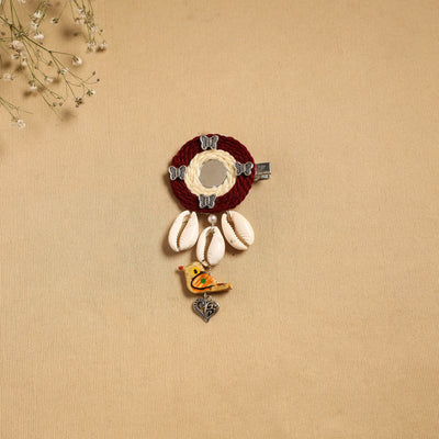 Handmade gs shell & thread work hair clip 51 - handcrafted