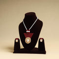 Buy Maroon Handmade Jute Fabart Necklace Set