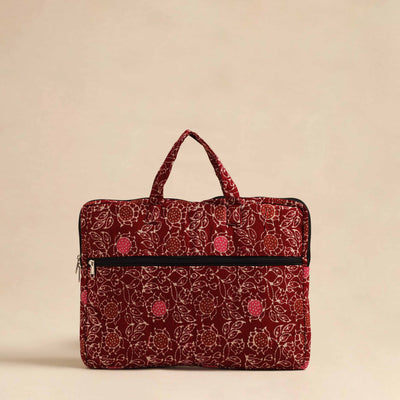  Maroon Handmade Quilted Cotton Laptop Bag
