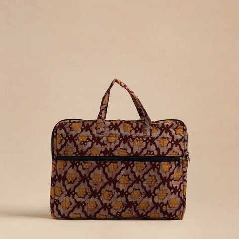  Maroon Handmade Quilted Cotton Laptop Bag