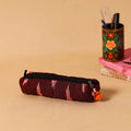 Maroon Handmade Quilted Cotton Pencil Pouch