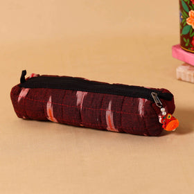 Maroon Handmade Quilted Cotton Pencil Pouch