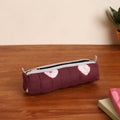  Maroon Handmade Quilted Cotton Pencil Pouch
