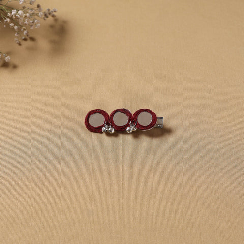 Handmade thread mirror work hair clip 06 - handcrafted