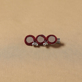 Handmade thread mirror work hair clip 06 - handcrafted