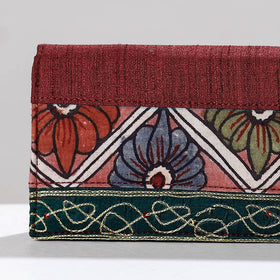 Maroon Handpainted Kalamkari Ghicha Silk Clutch
