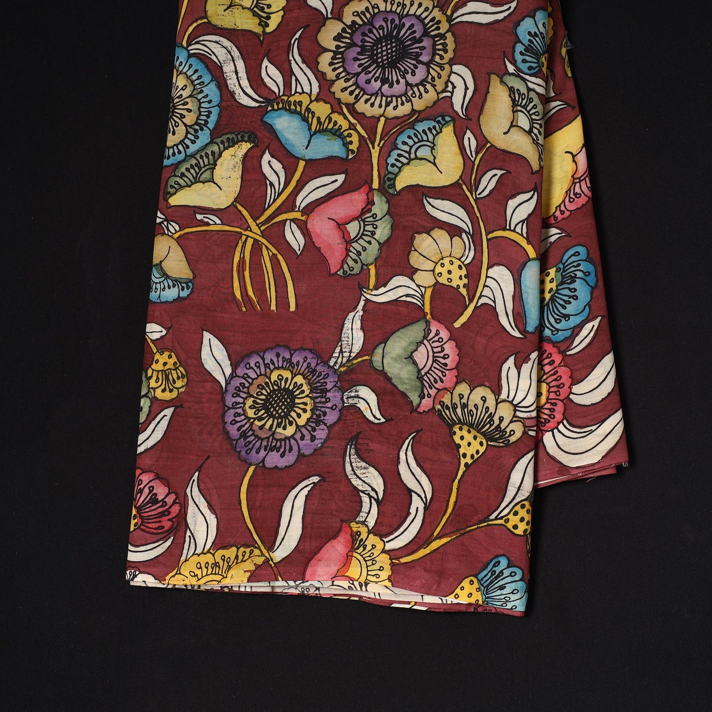 Handpainted srikalahasti silk cotton pen kalamkari fabric