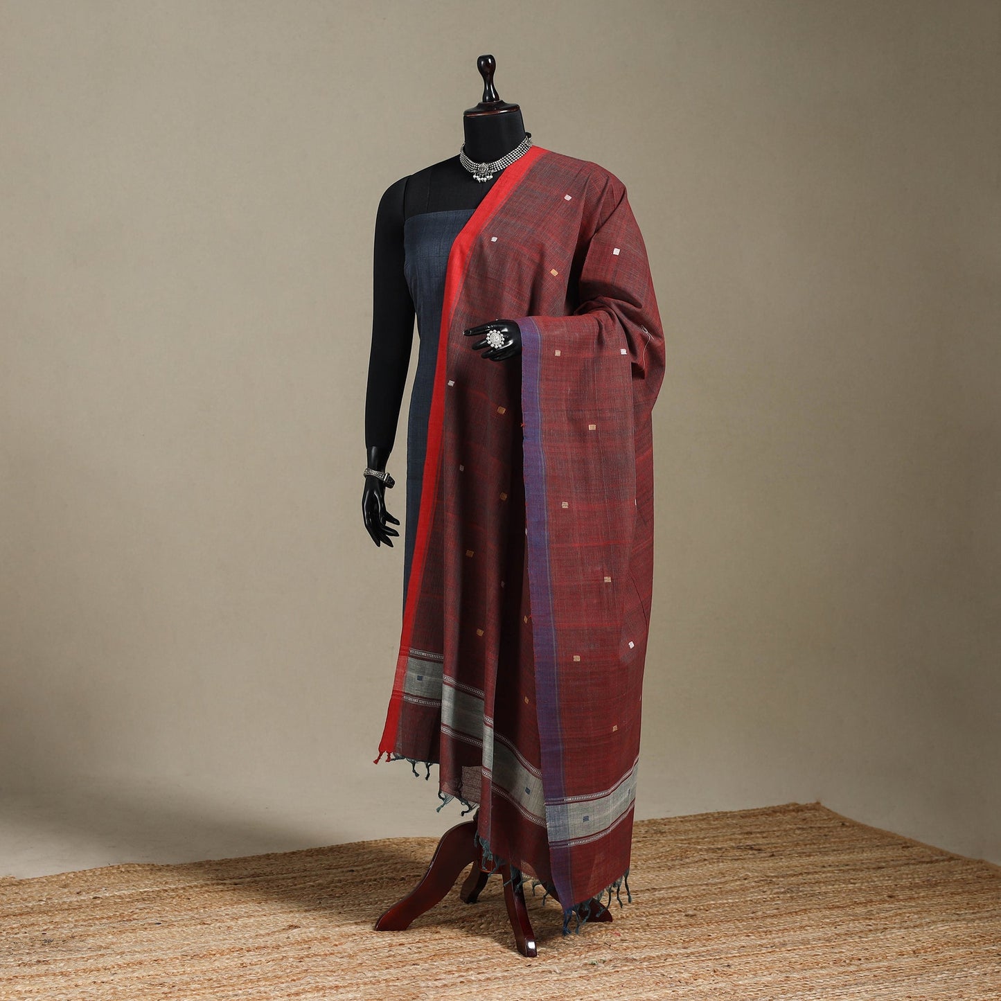 Peach - handspun handloom buti natural dyed cotton