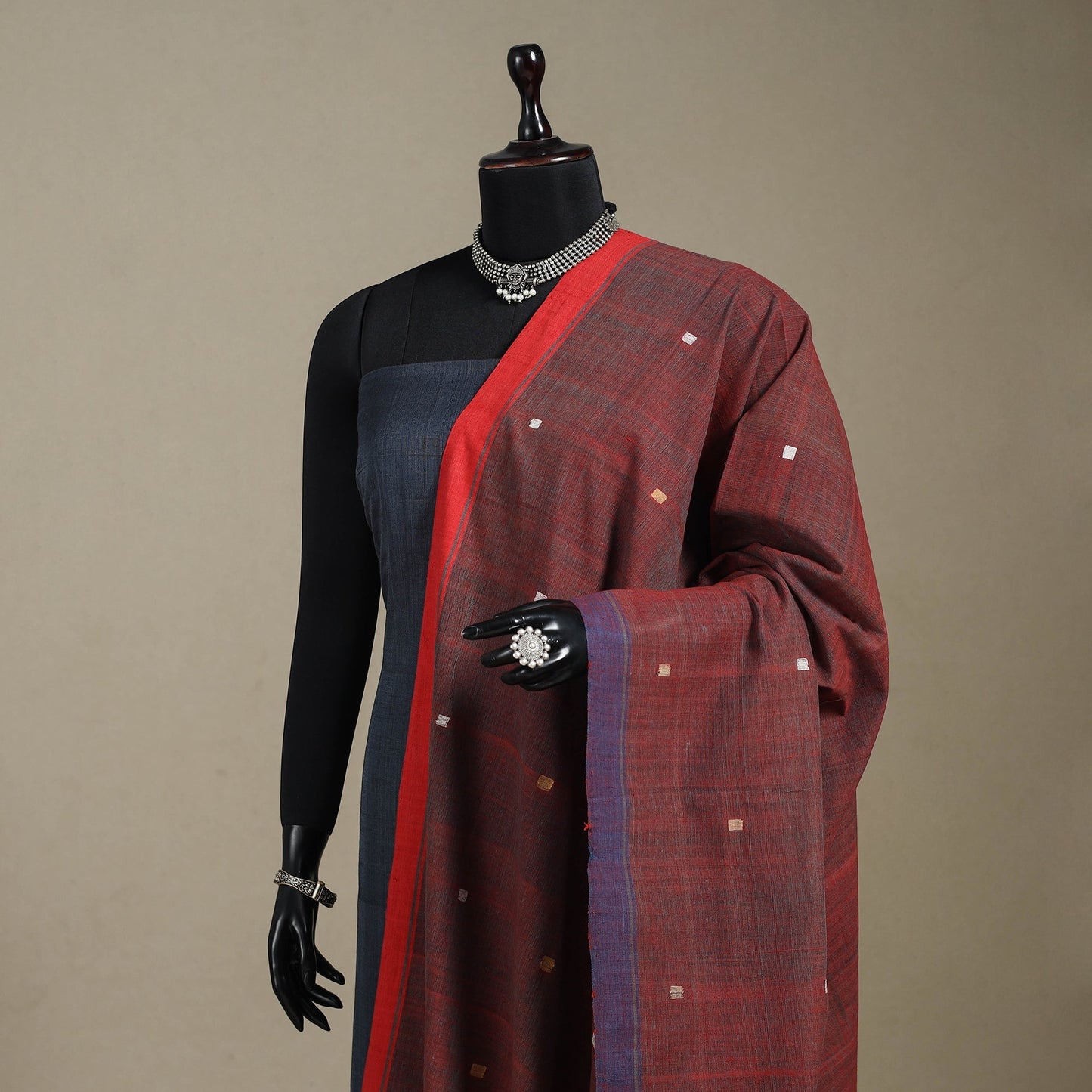 Peach - handspun handloom buti natural dyed cotton