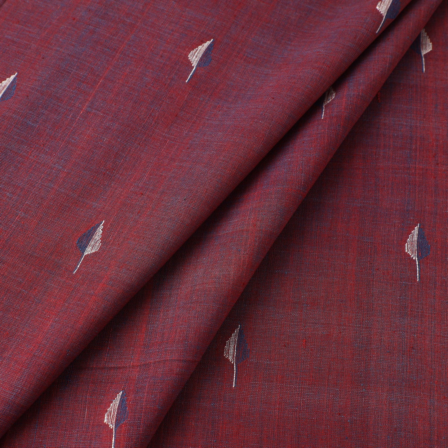 Maroon Handspun Handloom Natural Dyed Cotton Jamdani Fabric