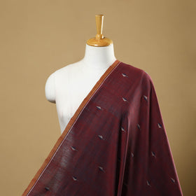 Maroon Handspun Handloom Natural Dyed Cotton Jamdani Fabric