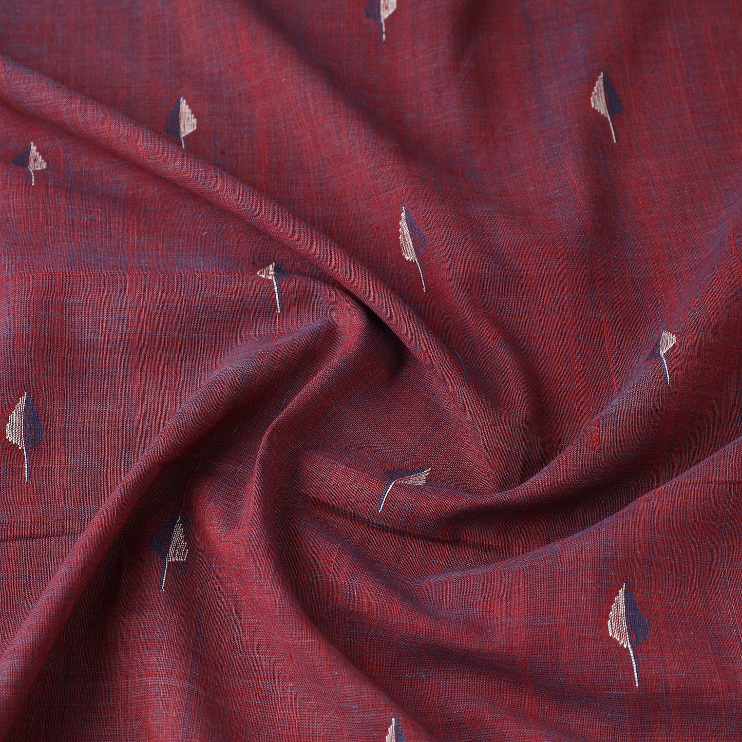 Maroon Handspun Handloom Natural Dyed Cotton Jamdani Fabric