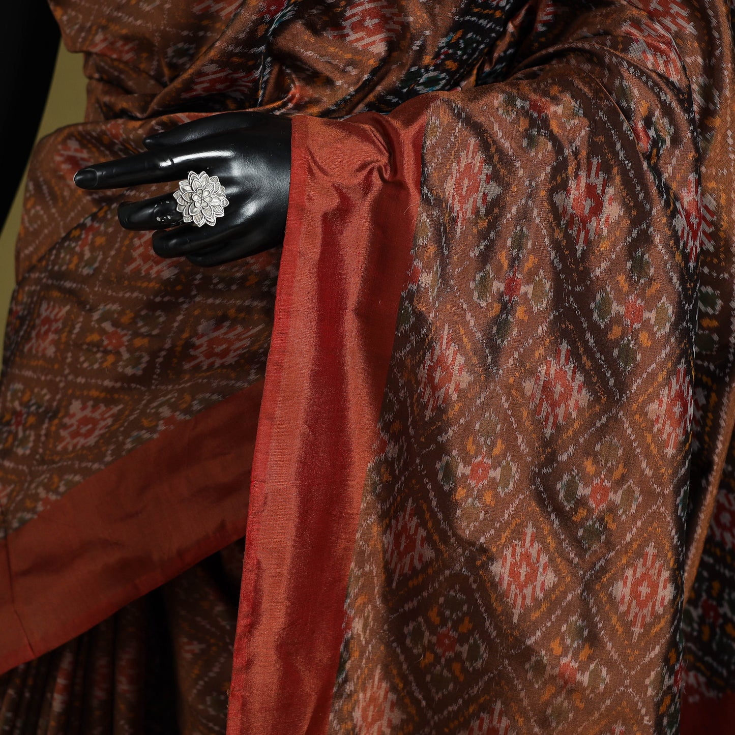 Maroon - handspun handloom silk pochampally ikat saree 02