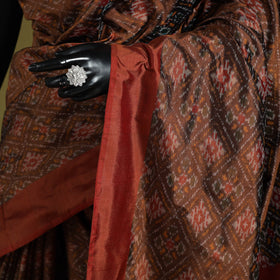 Maroon - handspun handloom silk pochampally ikat saree 02