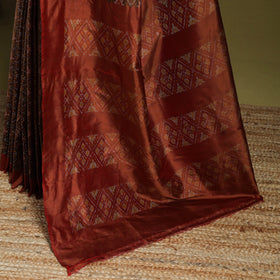 Maroon - handspun handloom silk pochampally ikat saree 02
