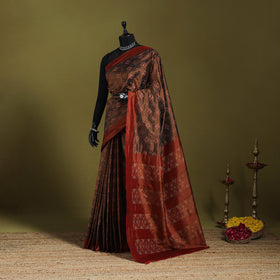 Maroon - handspun handloom silk pochampally ikat saree 02
