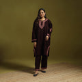 Maroon - handwoven aari hand embroidered kashmiri merino