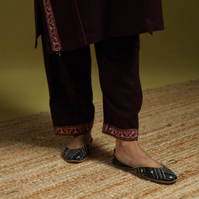 Maroon - handwoven aari hand embroidered kashmiri merino
