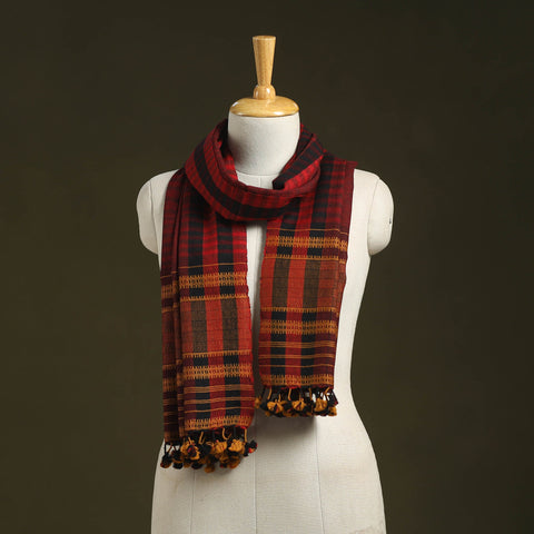 Maroon - handwoven merino wool kutch bhujodi stole 23