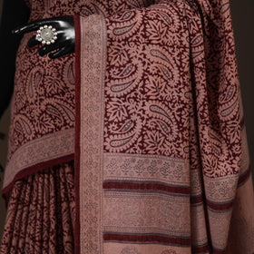 Handwoven merino wool natural dyed hand bagh saree 02