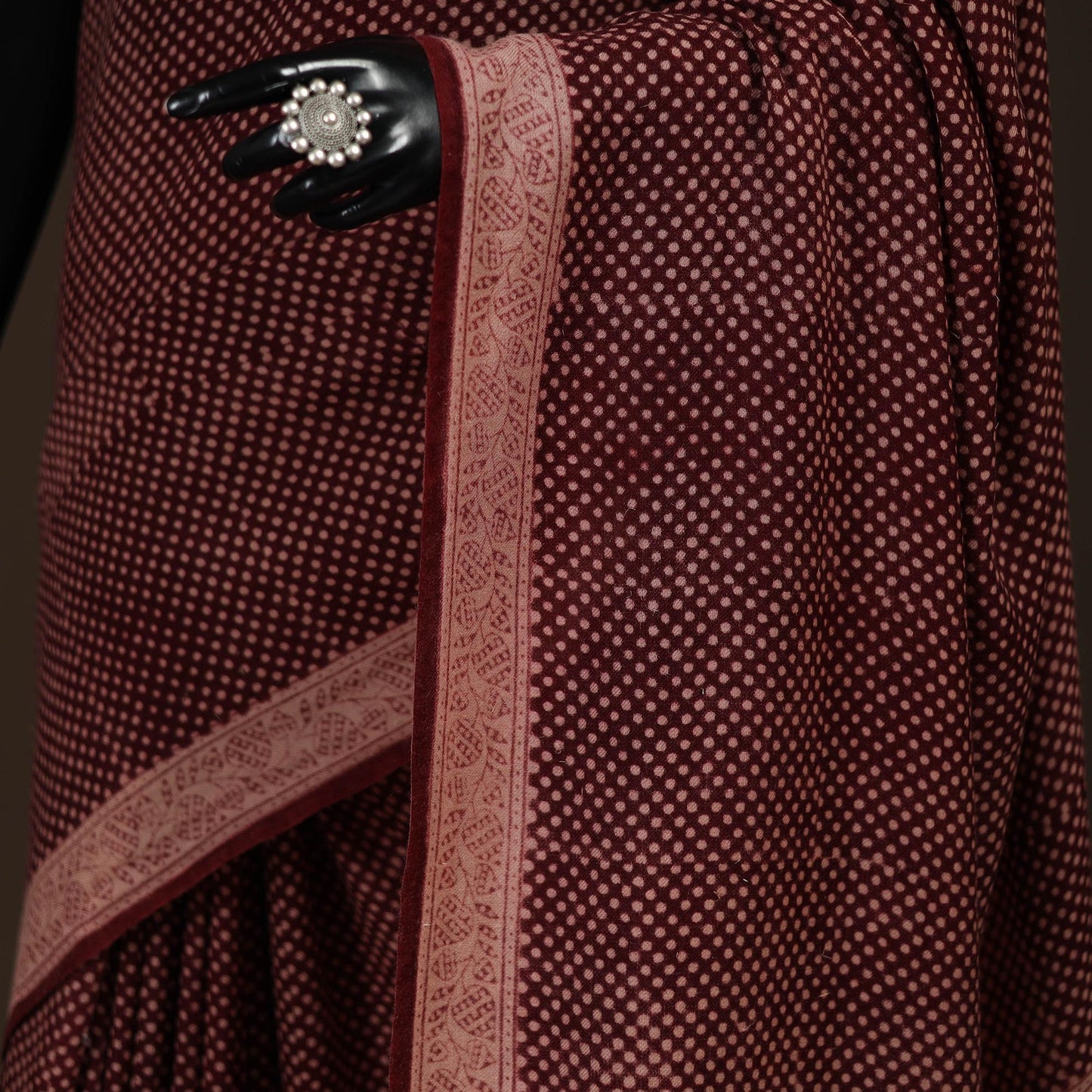 Handwoven merino wool natural dyed hand bagh saree 03