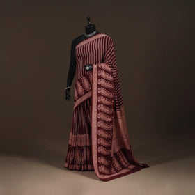 Handwoven merino wool natural dyed hand bagh saree 06