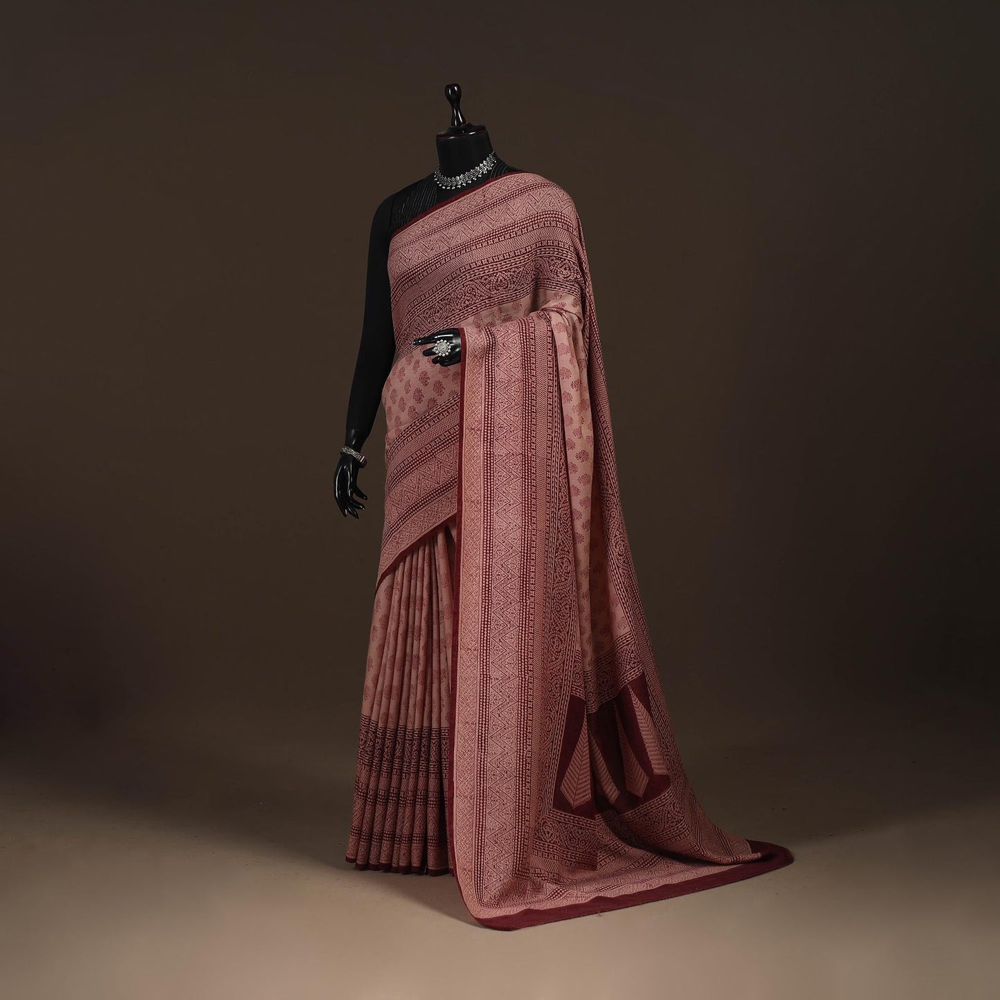 Handwoven merino wool natural dyed hand bagh saree 07
