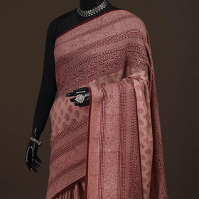 Handwoven merino wool natural dyed hand bagh saree 07