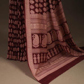 Handwoven merino wool natural dyed hand bagh saree 08