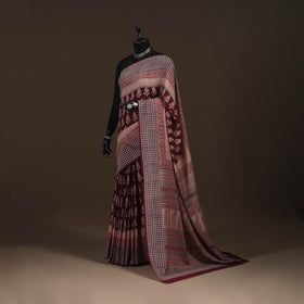 Handwoven merino wool natural dyed hand bagh saree 09