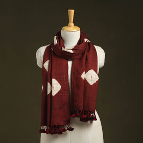 Maroon - handwoven tussar x merino wool tie-dye shibori