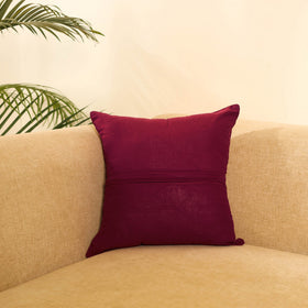Maroon Ikat Cotton with Ajrakh Modal Silk Cushion Cover