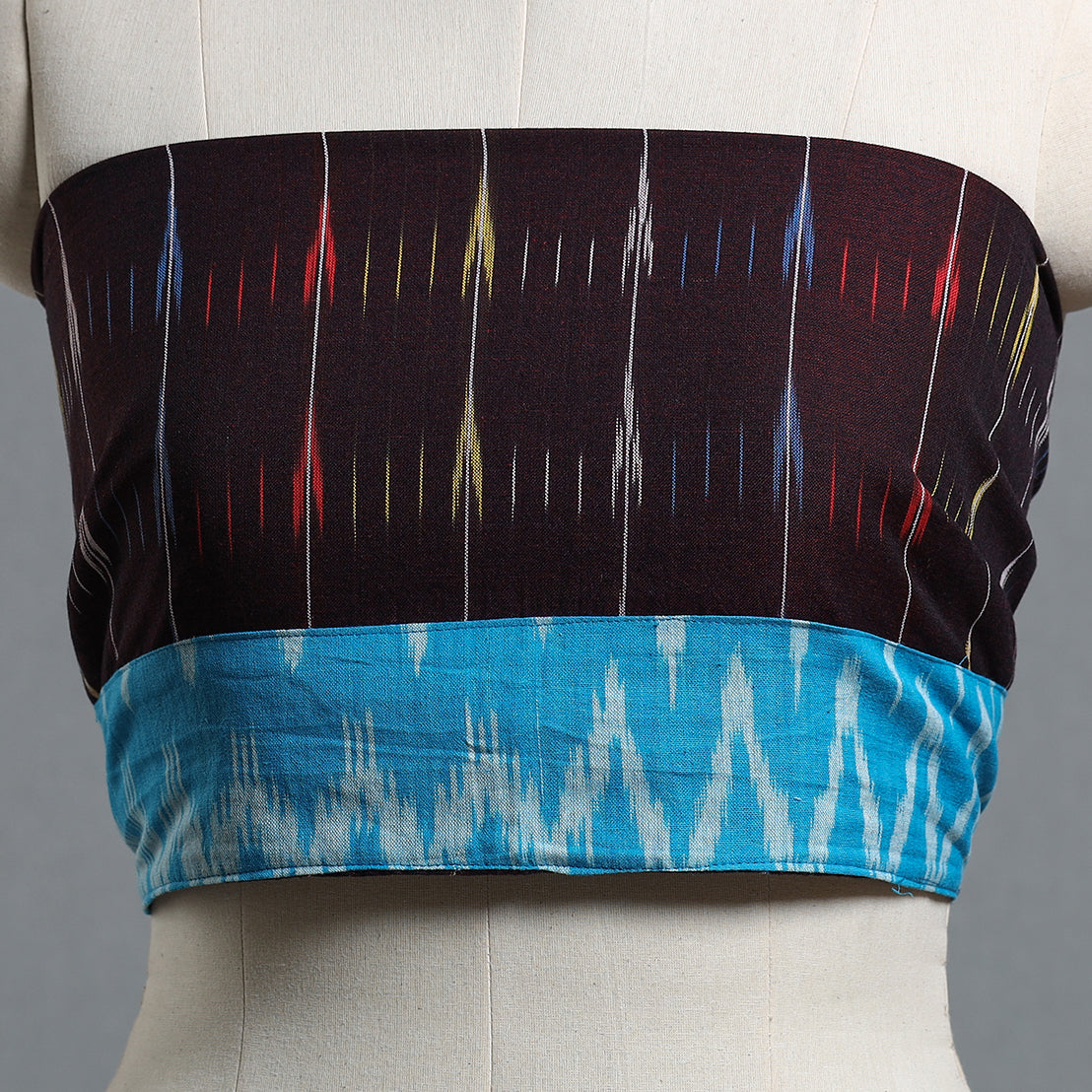 Maroon - ikat cotton blouse piece 62 - handcrafted