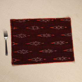  Maroon Ikat Cotton Hand Embroidery Table Mat (18 x 13 in) 08
