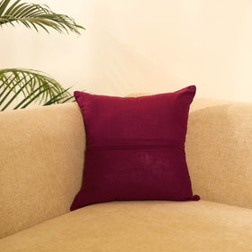 Maroon Ikat Cotton with Ajrakh Modal Silk Cushion Cover