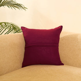 Buy Maroon Ikat Cotton with Ajrakh Modal Silk Cushion Cover