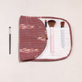  Ikat Fabric Multipurpose Segmented Make-up Brush Wrap Pouch/Case 