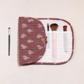  Ikat Fabric Multipurpose Segmented Make-up Brush Wrap Pouch/Case 