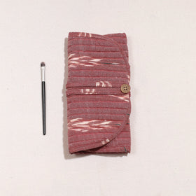  Ikat Fabric Multipurpose Segmented Make-up Brush Wrap Pouch/Case 