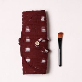  Ikat Fabric Multipurpose Segmented Make-up Brush Wrap Pouch/Case 