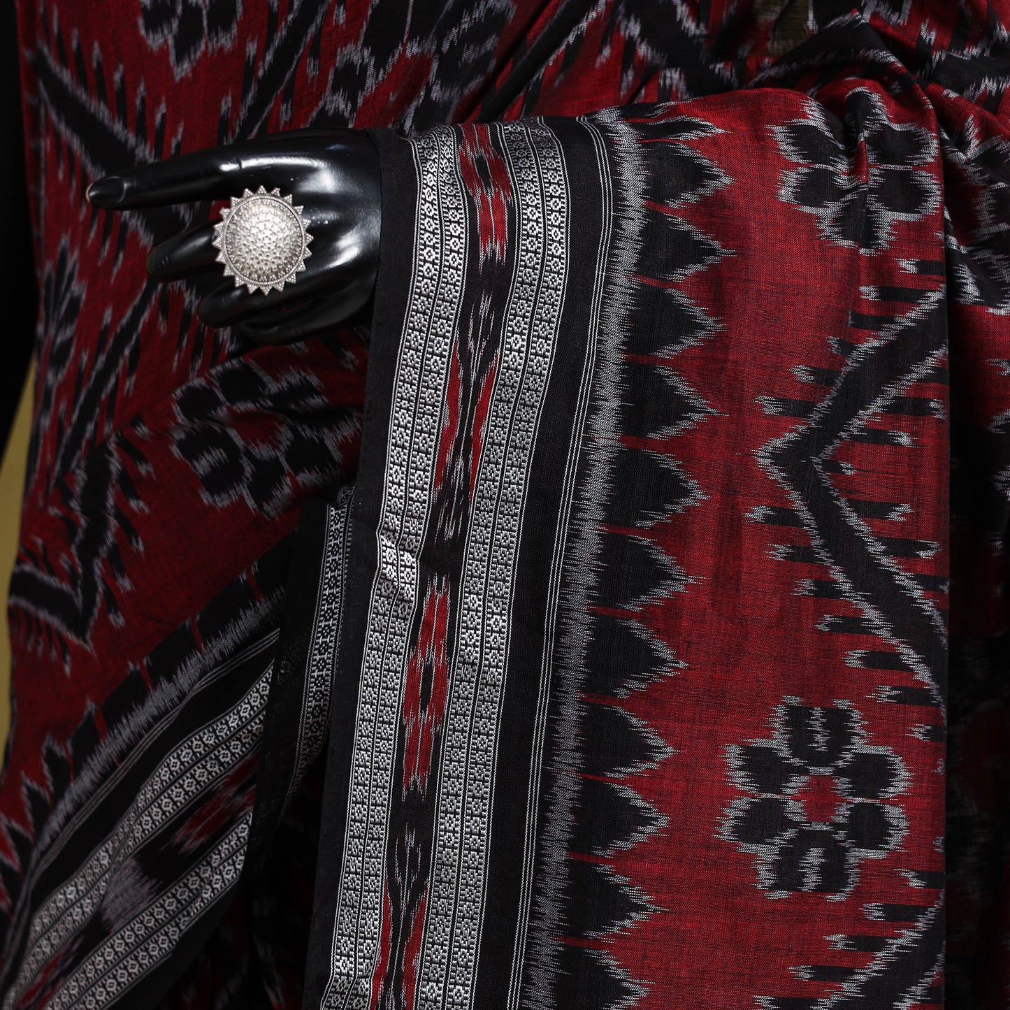 Maroon - ikat handloom cotton sambalpuri saree 17