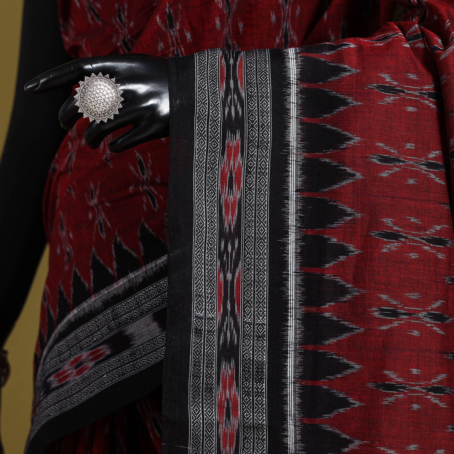 Maroon - ikat handloom cotton sambalpuri saree 18