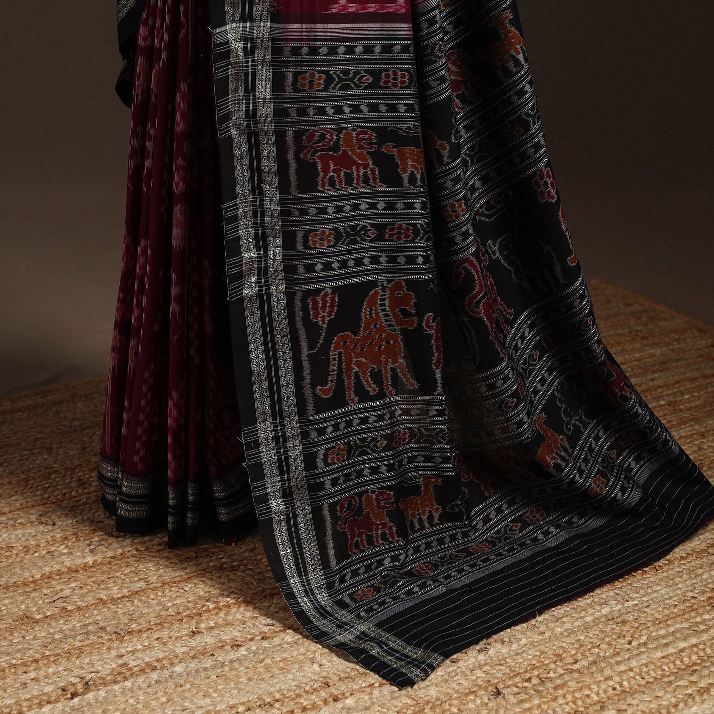 Ikat handloom cotton sambalpuri saree 34 - handcrafted