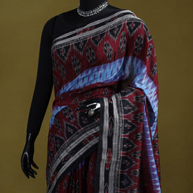 Maroon - ikat handloom pure cotton sambalpuri saree 10